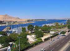 Aerial photo showing Aswan and the River Nile