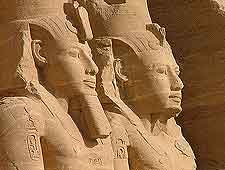 Close-up picture of the statues at the Temple of Rameses II