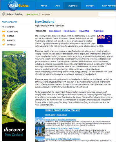 New Zealand banner advert