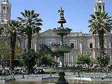 Cathedral view, showing nearby fountain