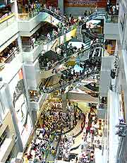 Interior photo of busy mall