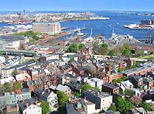 Cityscape photo of the skyline, viewed from the Bunker Hill Monument