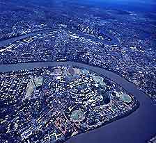 Aerial view over Brisbane