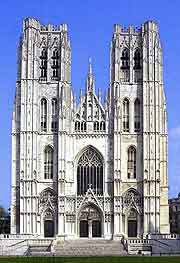 Different view of the St. Michael and St. Gudula Cathedral in Brussels