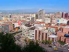 Bird's eye view of hotels and city centre