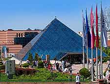 Close-up image of the modern Zafer Plaza