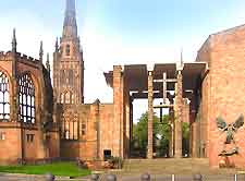 Photo of the two cathedrals side by side, old and new