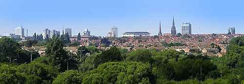 Picture of Coventry city's skyline in the summer