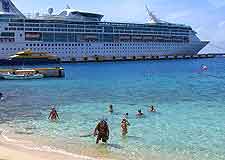View of cruise liner in the port