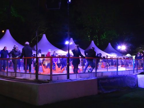 Photo of open-air ice skating rink in Bournemouth, pictured at night