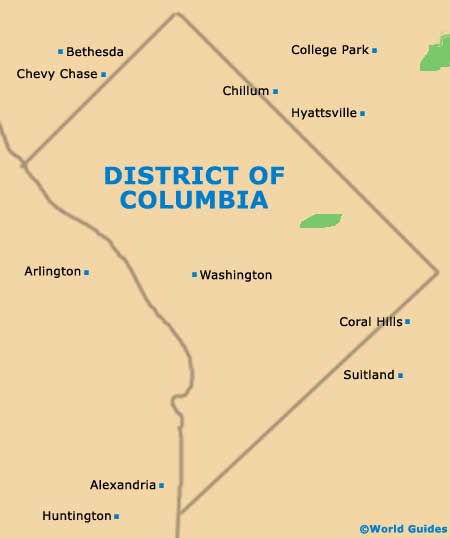 District Columbia DC State Map