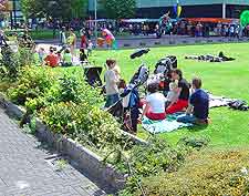 Picture of people picnicking in the city centre
