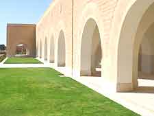 Close-up photo of the cemetery arches