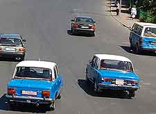 Image of local taxis in the city of Addis Ababa