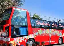 Photograph of modern tourist bus in Addis Ababa