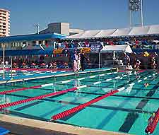 Photo of outdoor swimming pool in the sunny city of Fort Lauderdale, Florida, USA