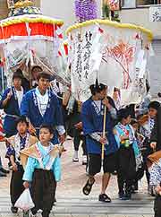 View of seasonal parade at the Hakata Dontaku Port Festival