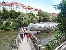 Picture showing the unusual Murinsel bridge