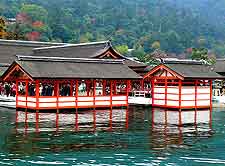 View of houses at the nearby Miyajima Island