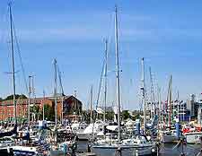 View of boats in the marina