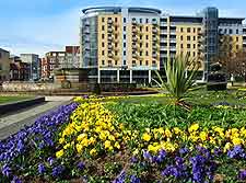 View of the seasonal flowers at the Queens Gardens