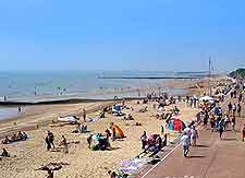 View of the sandy beachfront at Clacton on Sea