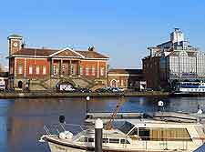 Waterfront scene depicting the Old Customs House