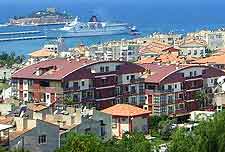 View of coast and modern hotels