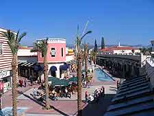 Aerial view of shoppers and central stores