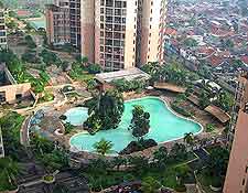 View of hotel pool in the city centre