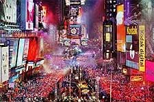 Photo of the world-famous New Year's Eve Ball Drop in Times Square, Manhattan, New York, USA
