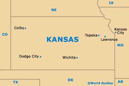 Map of Kansas KS State