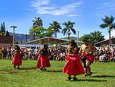 Photo of local Hawaiian celebration and dancers