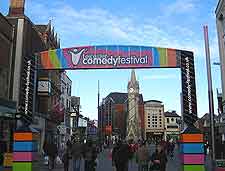 View of Comedy Festival banner