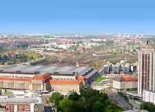 Aerial view of the train station