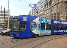 Picture of tram running through the city centre