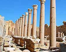 Photo of temple remains at the Leptis Magna Historic Site
