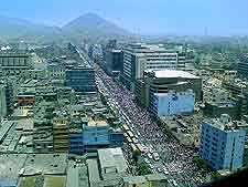 Aerial city viewm showing street layout