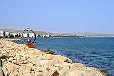 Coastal view, showing local sculpture