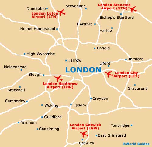 London Airports map