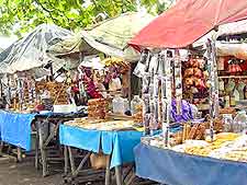 Photo of market stalls in the sunshine
