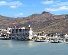 Port Louis waterfront photograph, showing the distinctive Mauritian Eagle building
