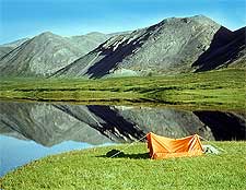 Photo of mountain tent at the Arctic National Wildlife Refuge in Alaska
