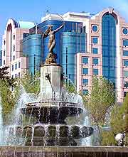 Close-up photograph of the Mexico City Fountain of Diana the Huntress