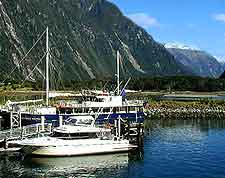 Picture of Milford Sound cruise boats awaiting their passengers