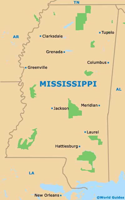 Mississippi MS State Map