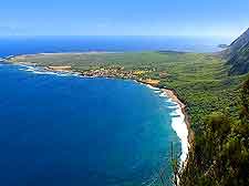Coastal view of the Kalaupapa peninsula