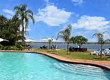 Photo of hotel pool in Mozambique, showing typical sunny weather