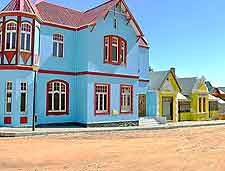 Image of the colourful housing lining the streets of Luderitz