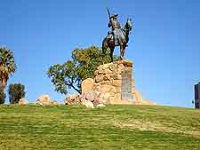 Futher view of the statue, located in front of the Old Fort (Alte Fest) in Windhoek
